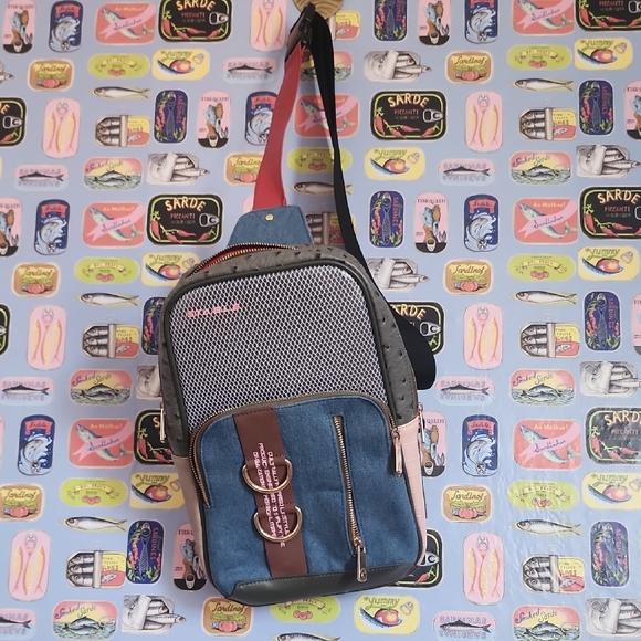 Stylish Blue and Gray Men's Backpack - Picture 1 of 9